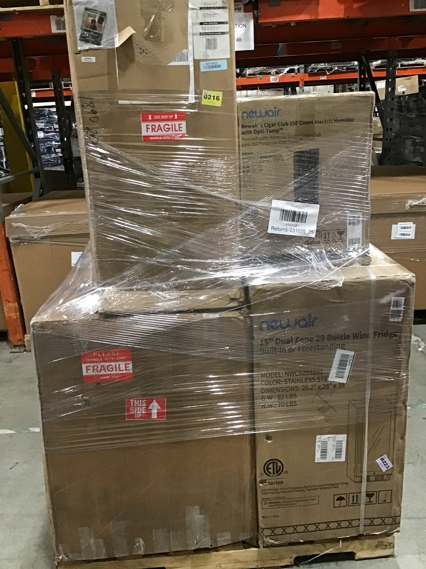 Liquidation Pallet of Compact Fridges and Compact Humidors, Pallet-ELL