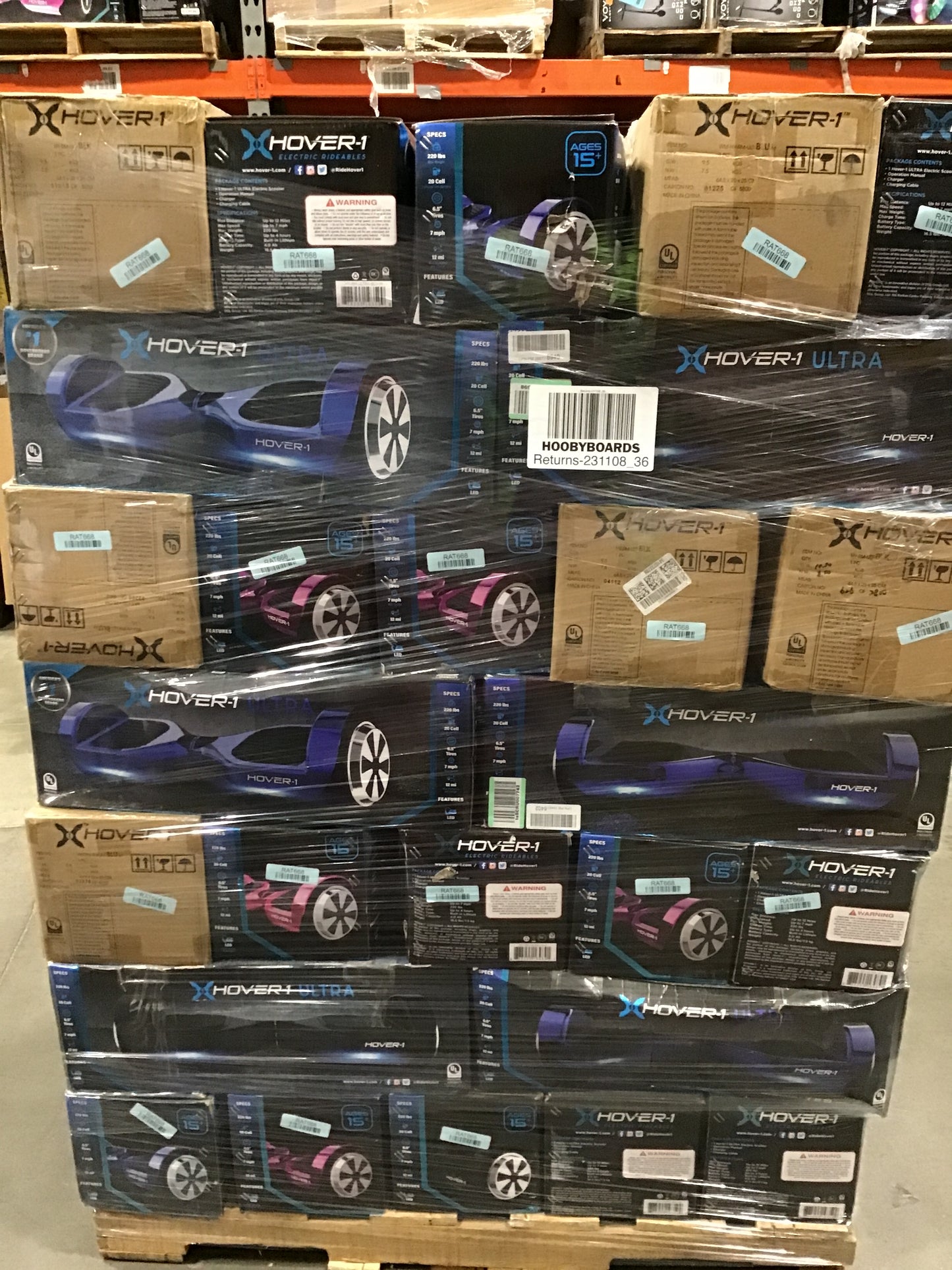 Liquidation Pallet of Hoverboards, Pallet-ESW